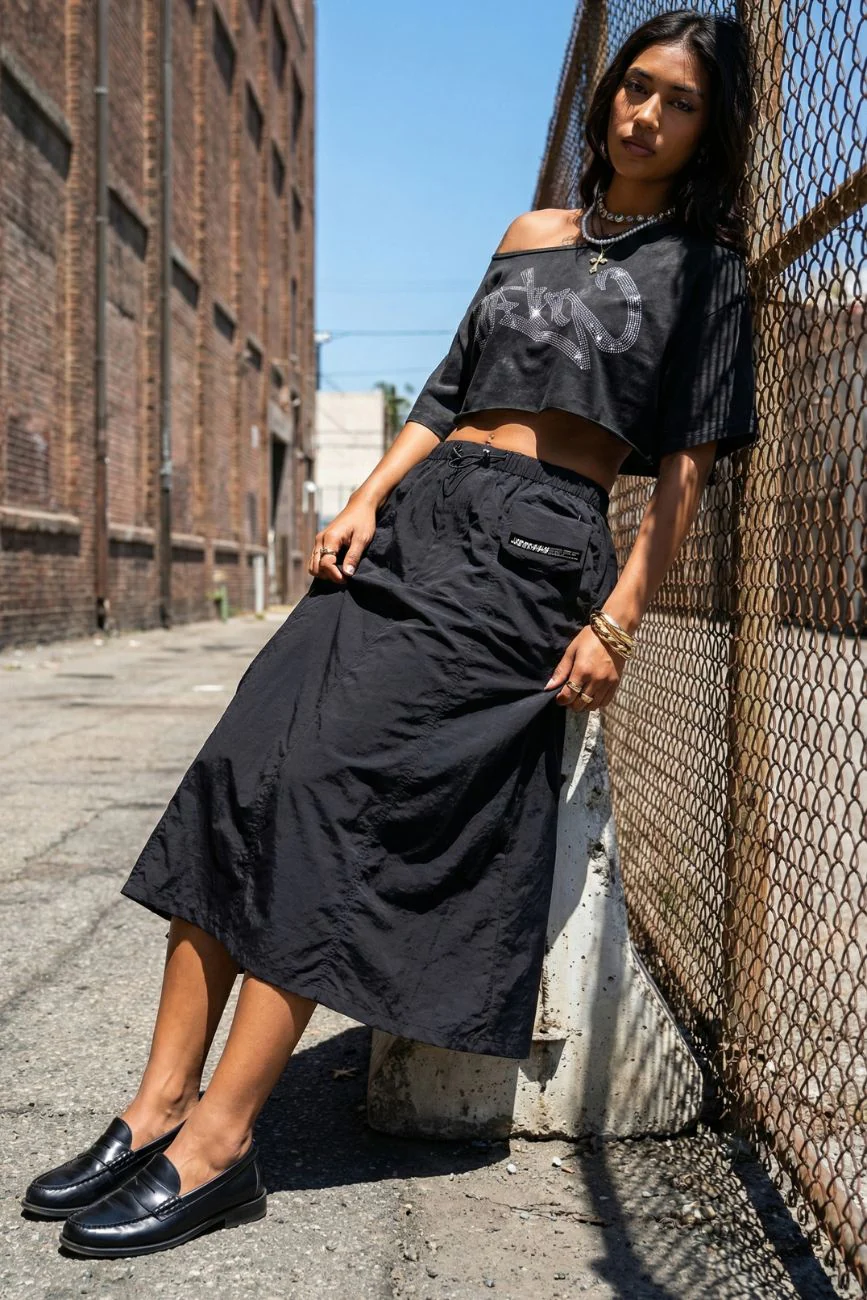 Cargo Parachute Skirt // Black - Image 4
