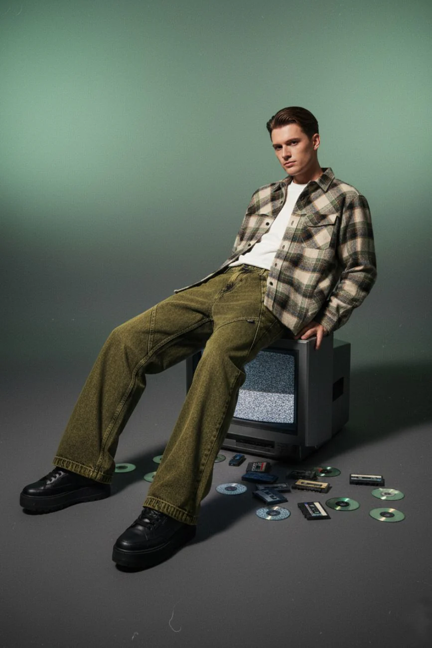 Vintage Cut and Sew Denims // Faded Olive - Image 2